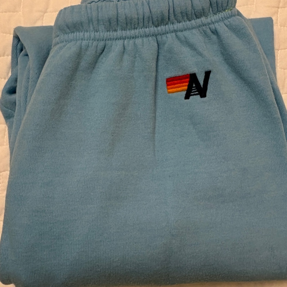 Light Blue Aviator Nation Sweatpants with Rainbow Logo